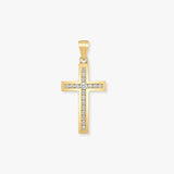 18ct White Gold & Yellow Gold Natural Diamond Cross Pendant