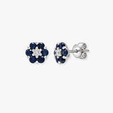 18ct White gold Natural Diamond 10pt and sapphire 55pt and stud earrings.