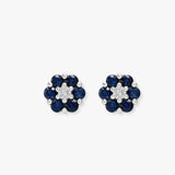 18ct White gold Natural Diamond 10pt and sapphire 55pt and stud earrings.
