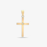 18ct Yellow 0.03ct Diamond Star Set Cross Pendent HEERA GOLD