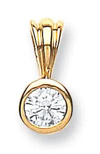 18ct Yellow Gold 0.15ct Rubover Set Diamond Solitaire Pendant Hanron Jewellery
