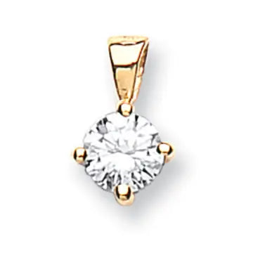18ct Yellow Gold 0.25ct Claw Set Diamond Solitaire Pendant Hanron Jewellery
