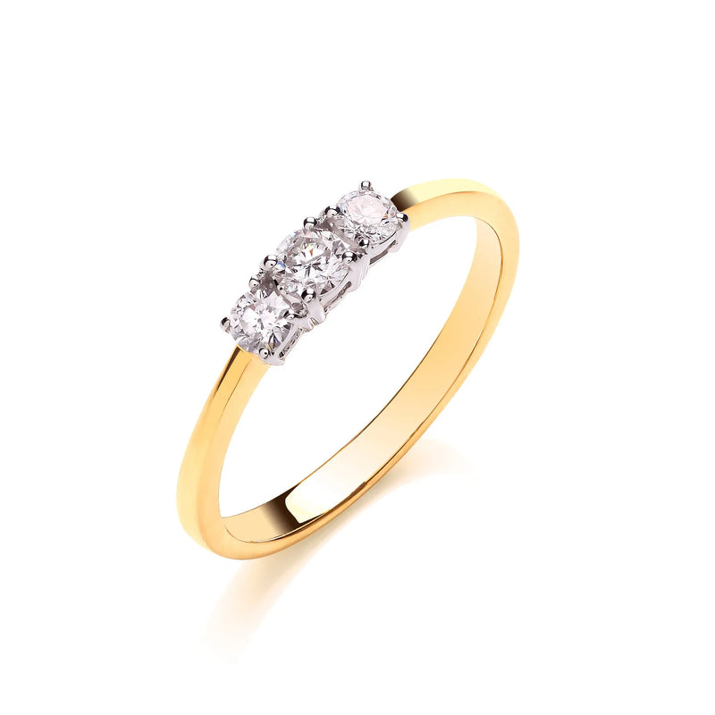 18ct Yellow Gold 0.33ctw Diamond Trilogy Ring Hanron Jewellery