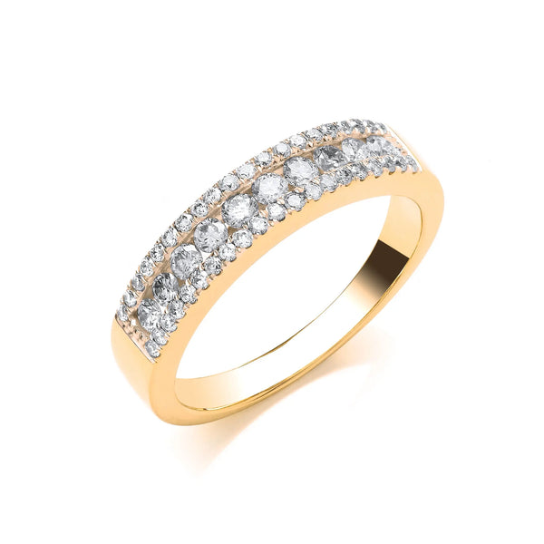 18ct Yellow Gold 0.50ct GH-SI Diamond Half Eternity Ring Hanron Jewellery