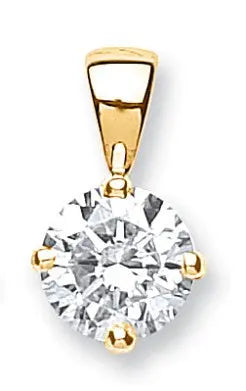 18ct Yellow Gold 1.00ct Claw Set Diamond Solitaire Pendant HEERA DIAMONDS