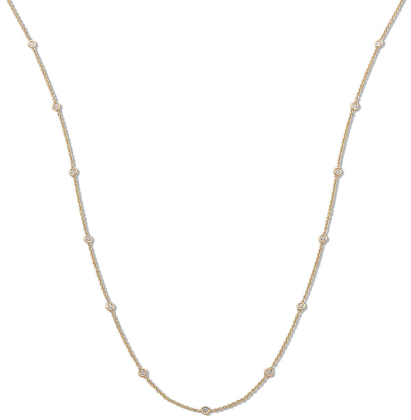 18ct Yellow Gold 1.00ct Diamond by the yard Necklace (36in/91cm) Hanron Jewellery