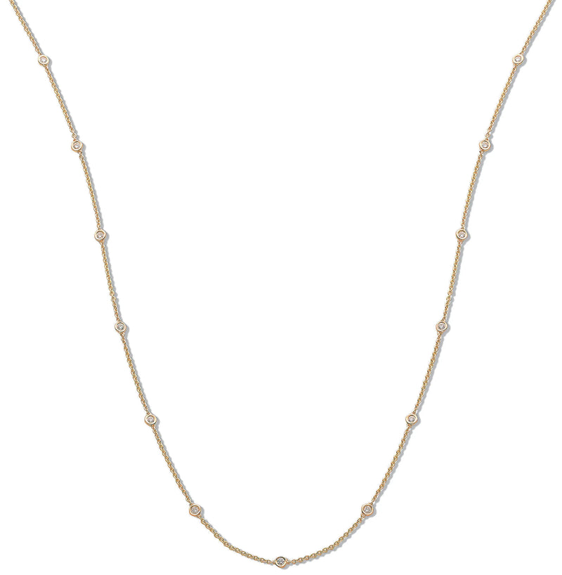 18ct Yellow Gold 1.00ct Diamond by the yard Necklace (36in/91cm) Hanron Jewellery