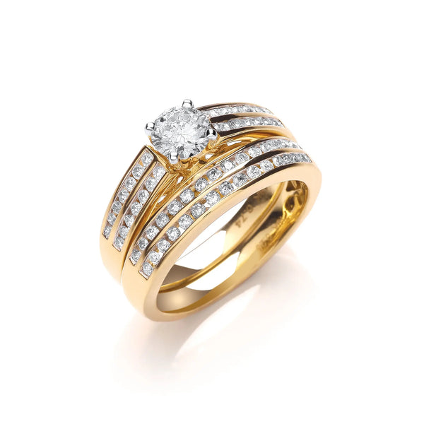 18ct Yellow Gold 1.00ct Fancy Bridal Set Hanron Jewellery