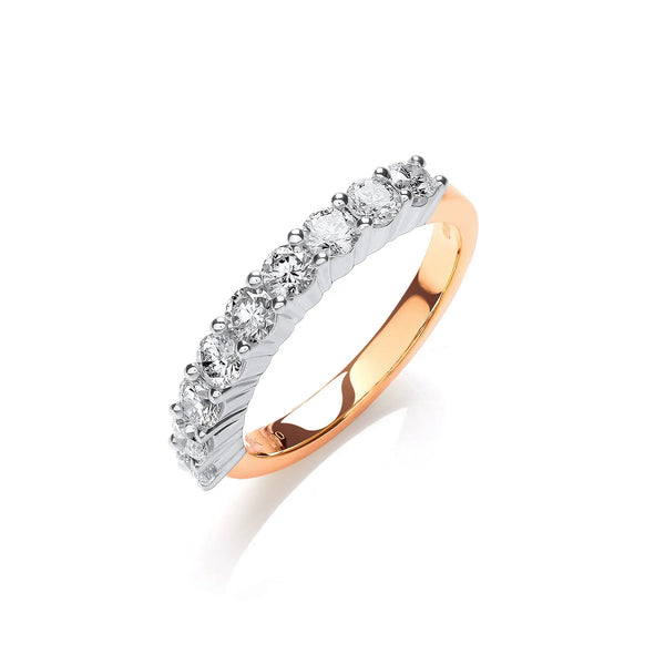 18ct Yellow Gold 1.00ctw Diamond Half Eternity Ring Hanron Jewellery