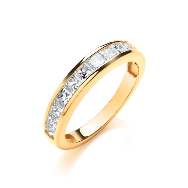 18ct Yellow Gold 1.00ctw Princess Cut Diamond Eternity Ring Hanron Jewellery