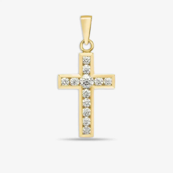 18ct Yellow Gold Diamond Cross HEERA DIAMONDS