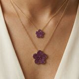18ct Yellow Gold Ruby Flower Pendant