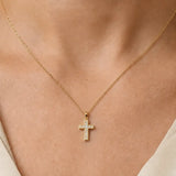 18ct Yellow Gold & White Gold Natural Diamond Cross