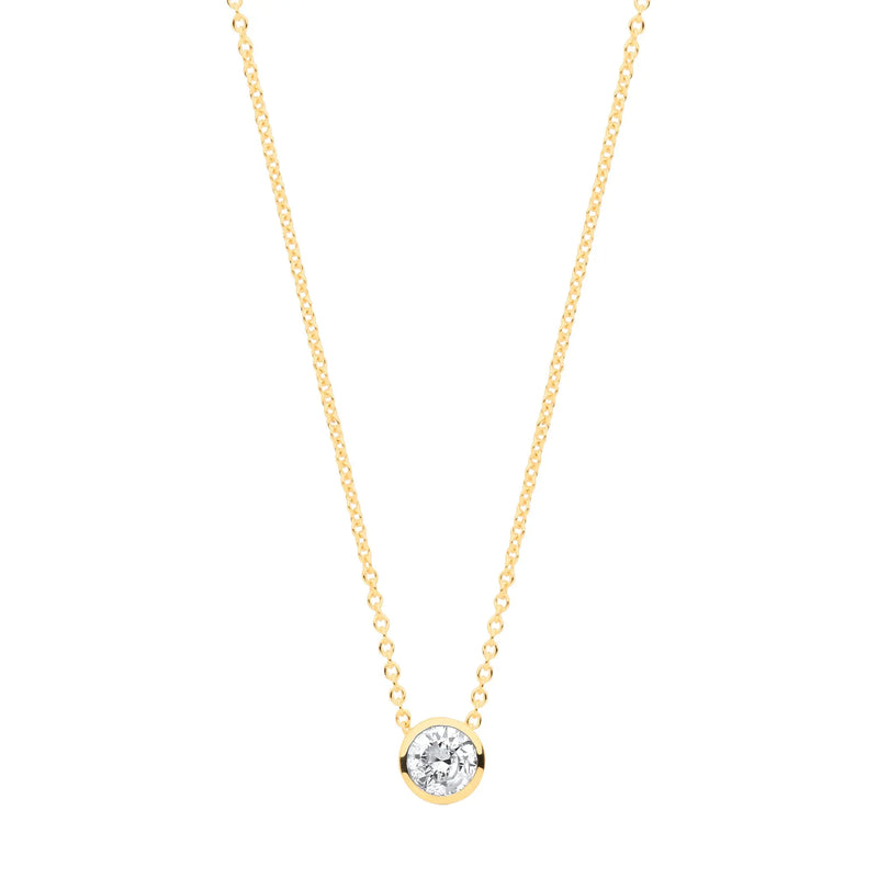 18ct Yellow gold 0.25ctw G-SI Rubover Diamond Pendant (18in/45cm) Chain Hanron Jewellery