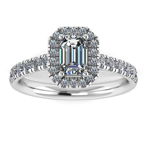 "Abigail" Octagon Halo Emerald Cut Diamond Shoulder Engagement Ring HAEC05 - HEERA DIAMONDS