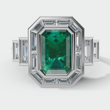 "Enchanted" Emerald Cut 5 Carat Halo Engagement Ring
