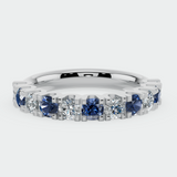 "Loon" Round Cut 0.40 Carat Diamond Sapphire Platinum Eternity Ring