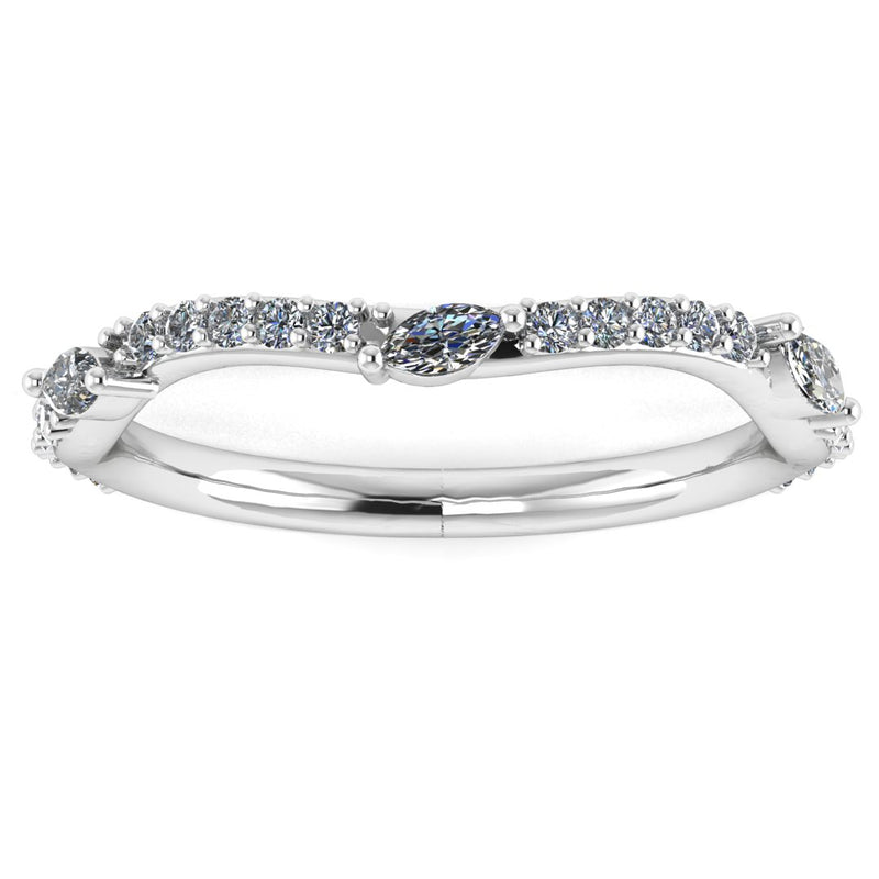 "Kai" Dainty Marquise Leaf Diamonds on Wave Shaped Eternity Ring ET7 - HEERA DIAMONDS