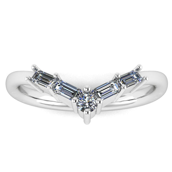 "Dulcie" V Shape Eternity Ring Emerald and Round Brilliant Cut Diamond ET35 - HEERA DIAMONDS