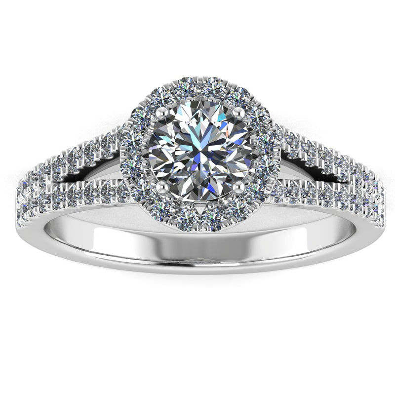 "Nova" Halo Round Brilliant Cut Diamond Double Row Split Diamond Shoulder Engagement Ring HARB10 - HEERA DIAMONDS