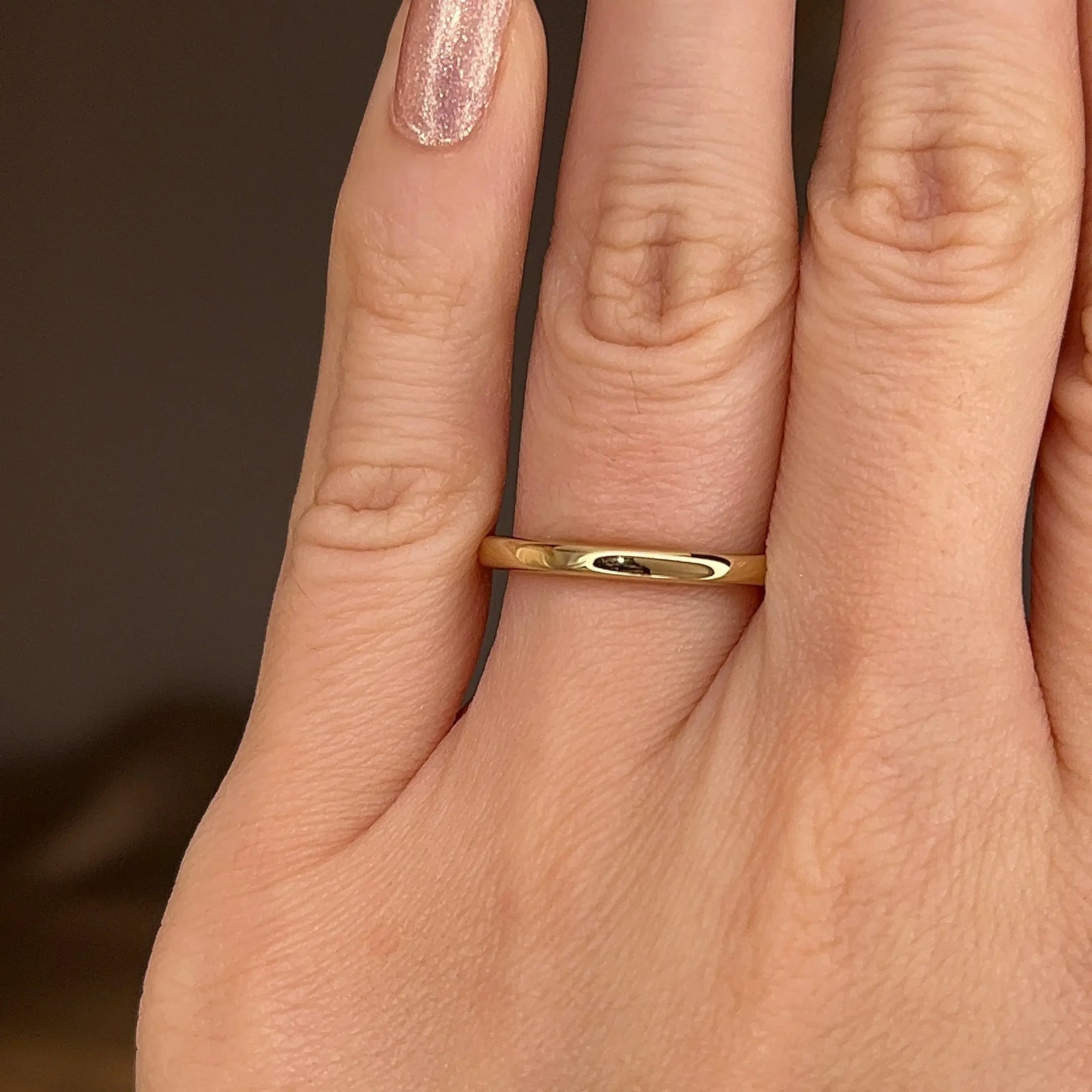 2mm Engagement Ring On Finger 2mm Band Classic Soft Court Wedding