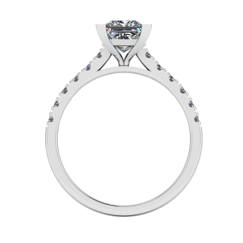 "Chloe" Princess Cut Diamond Scallop Set Diamond Band Engagement Ring DSPC04 - HEERA DIAMONDS