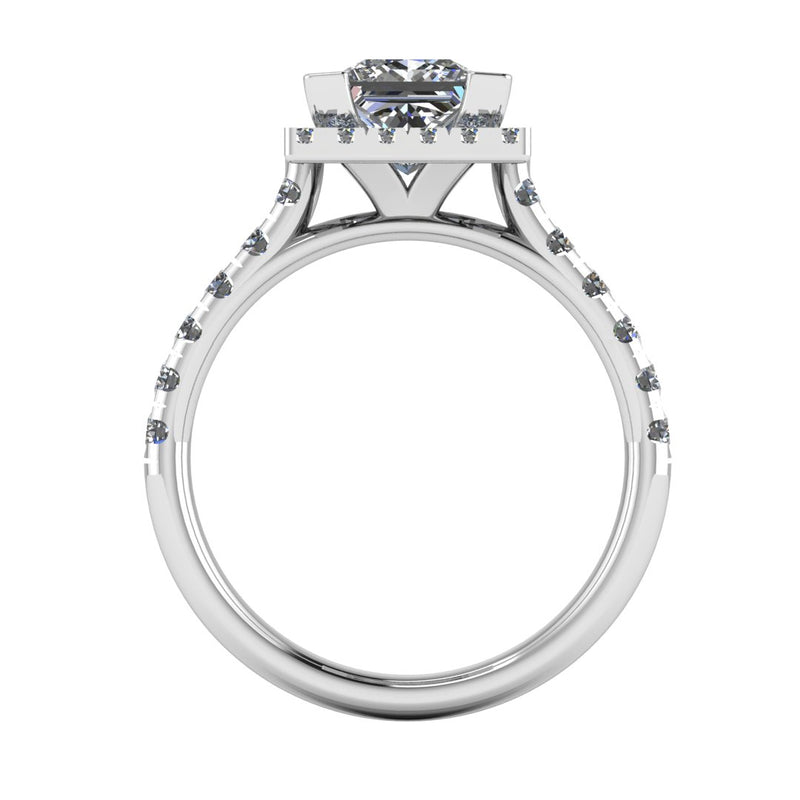 "Clara" Square Halo Princess Cut Diamond Shoulder Engagement Ring HAPC02 - HEERA DIAMONDS