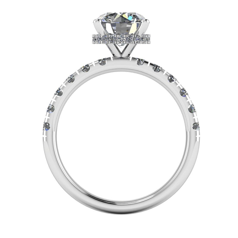 "Lara" Round Brilliant Cut Diamond Hidden Under Halo Scallop Set Diamond Band Engagement Ring UHRB05 - HEERA DIAMONDS