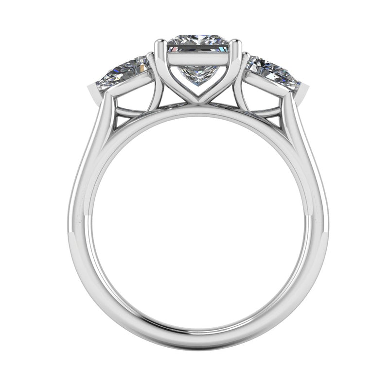 "Estelle" Three Stone Princess Cut with Pear Cut Diamond Trilogy Engagement Ring 3SPC02 - HEERA DIAMONDS