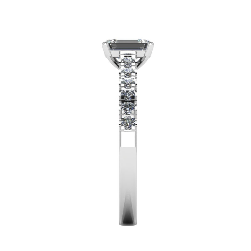 "Delia" Emerald Cut Diamond Grain Set Diamond Band Engagement Ring DSEC04 - HEERA DIAMONDS
