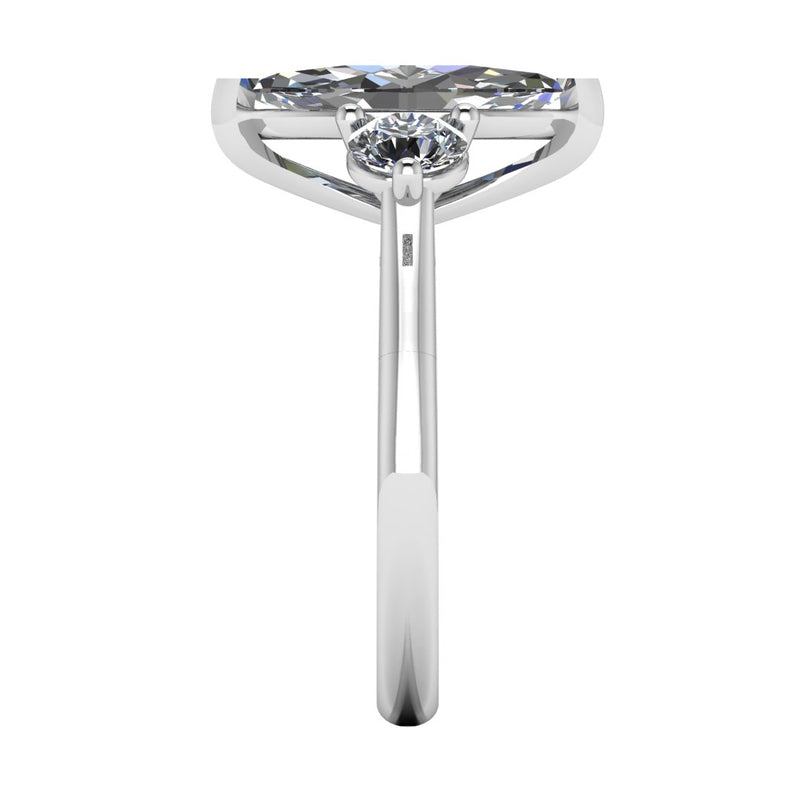 "Charlotte" Three Stone Marquise Cut with Round Cut Diamond Trilogy Engagement Ring 3SMC02 - HEERA DIAMONDS
