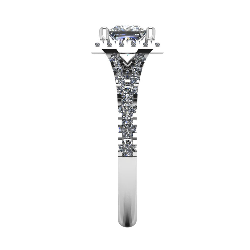 "Ezra" Square Halo Princess Cut Diamond Split Diamond Shoulder Engagement Ring HAPC01 - HEERA DIAMONDS