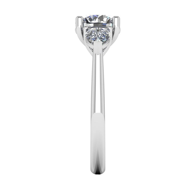 "Ivy" Three Stone Round Brilliant Cut with Pear Cut Diamond Trilogy Engagement Ring 3SRB11 - HEERA DIAMONDS