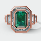 "Enchanted" Emerald Cut 5 Carat Halo Engagement Ring