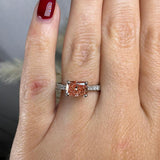 "Zilia" Pink Lab Grown Emerald Cut Diamond Shoulder Engagement Ring