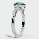 "Glenda" 3.5 Carat Lab Grown Green Emerald Three Stone Pear Cut Platinum Trilogy Engagement Ring 3SPS01E