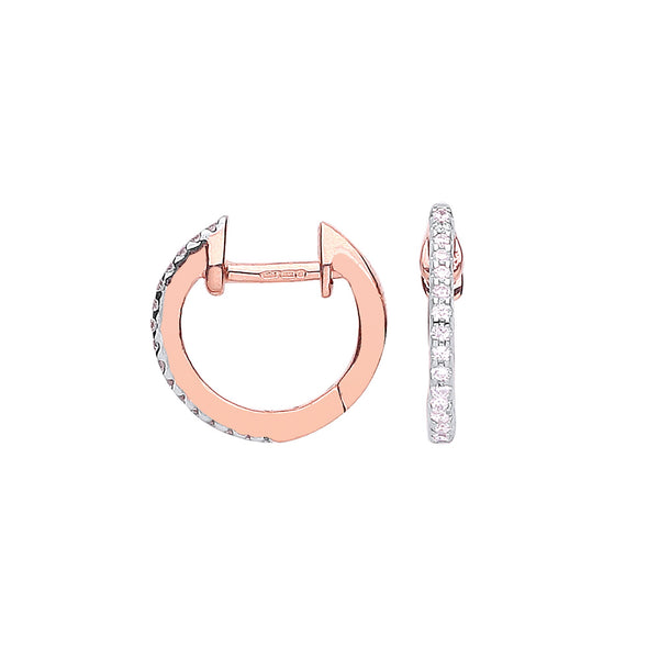 9ct Rose Gold 0.10ct Diamond Earrings Hanron Jewellery