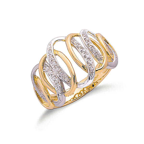 9ct Two Colour Gold 0.10ctw Diamond Ring Hanron Jewellery