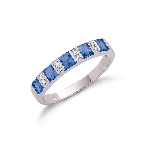 9ct W/G 0.03ct Diamond & 0.93ct Tanzanite Eternity Ring Hanron Jewellery