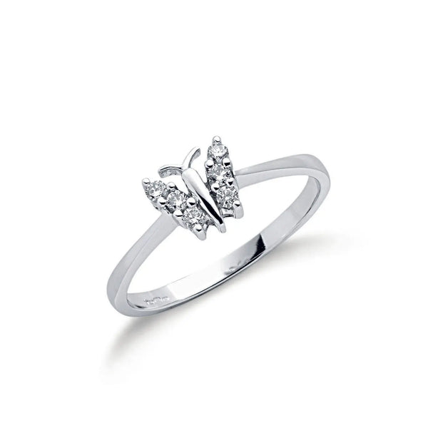 9ct W/G 0.15ct Diamond Butterfly Ring Hanron Jewellery