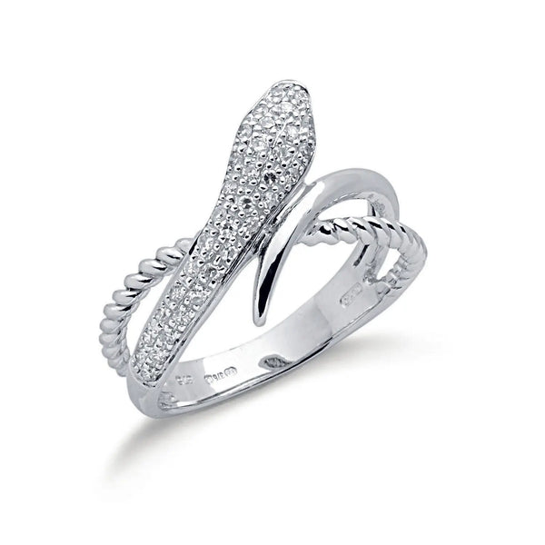 9ct W/G 0.15ct Diamond Snake Ring Hanron Jewellery