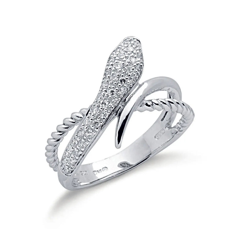 9ct W/G 0.15ct Diamond Snake Ring Hanron Jewellery