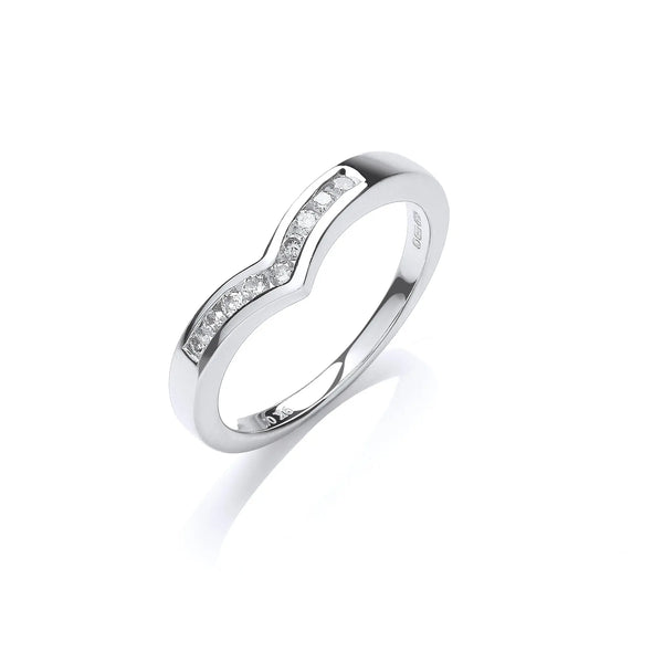 9ct W/G 0.15ct Diamond Wishbone Ring Hanron Jewellery