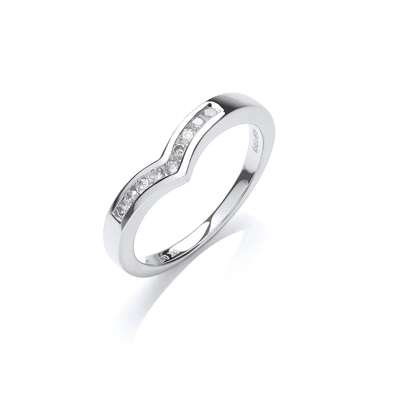 9ct W/G 0.15ct Diamond Wishbone Ring Hanron Jewellery