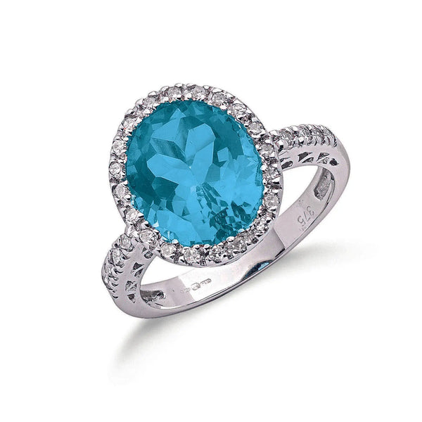 9ct W/G 0.24ct Diamond & 5.18ct Blue Topaz Ring Hanron Jewellery