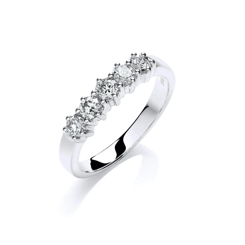 9ct W/G 0.50ct 5 Stone Diamond Eternity Ring HEERA DIAMONDS