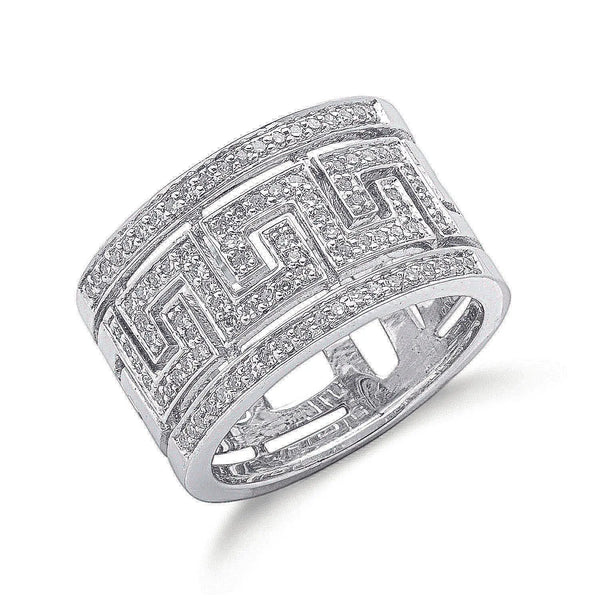 9ct W/G 0.50ct Diamond Greek Key Ring Hanron Jewellery