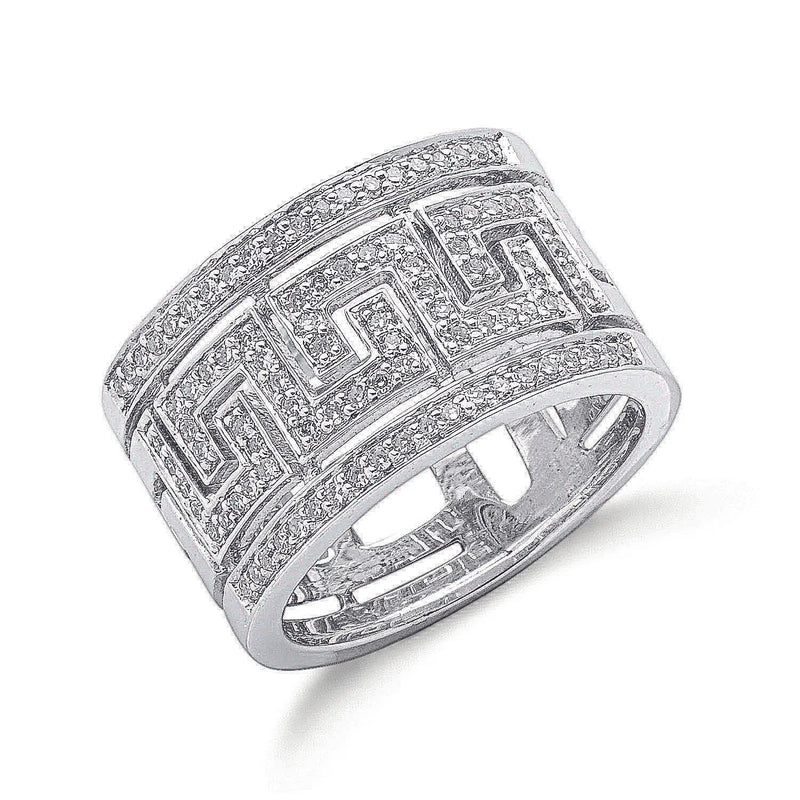 9ct W/G 0.50ct Diamond Greek Key Ring Hanron Jewellery