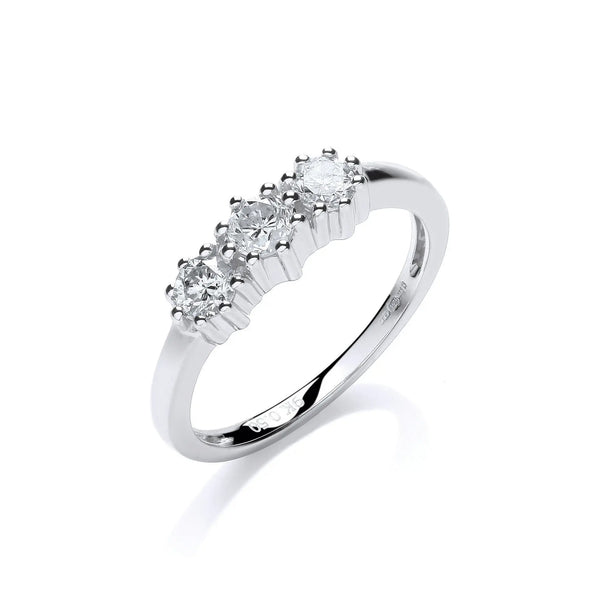 9ct W/G 0.50ct Diamond Trilogy Ring Hanron Jewellery