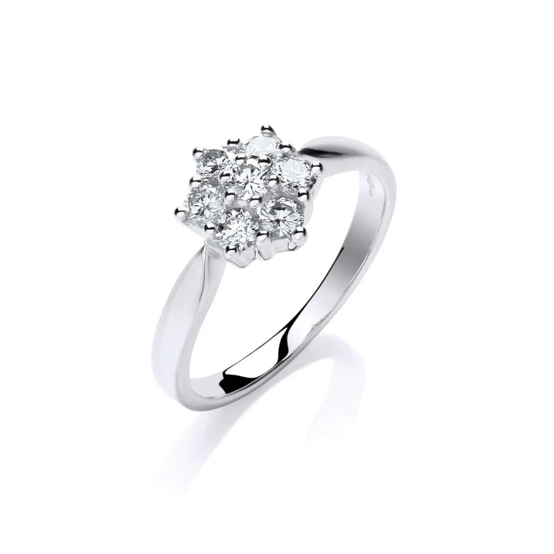 9ct W/G 0.50ctw Diamond Flower / Cluster Ring Hanron Jewellery